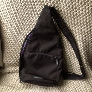 Vera Bradley Sling Backpack Black- floral inside